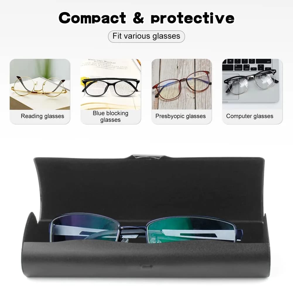 EZESO ESSENTIAL SKINCARE Hard Shell Eyeglass Case | Aluminum Alloy & Suede, Black-Small, 16cm (6.3in) - view 4