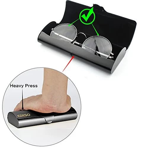 EZESO ESSENTIAL SKINCARE Hard Eyeglass Case for Men, Aluminum Alloy with Suede Lining, Black-Large (16.4 cm x 6.6 cm x 3.9 cm) thumbnail 5