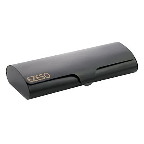 EZESO ESSENTIAL SKINCARE Hard Eyeglass Case for Men, Aluminum Alloy with Suede Lining, Black-Large (16.4 cm x 6.6 cm x 3.9 cm) thumbnail 1