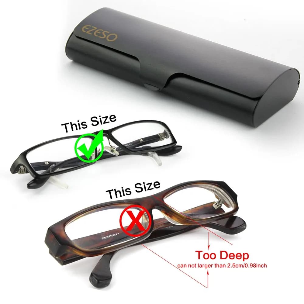 EZESO ESSENTIAL SKINCARE Hard Eyeglass Case for Men, Aluminum Alloy with Suede Lining, Black-Large (16.4 cm x 6.6 cm x 3.9 cm) - view 4