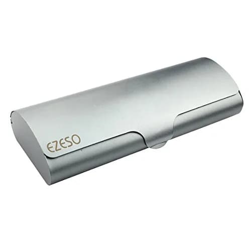 EZESO ESSENTIAL SKINCARE Hard Eyeglass Case for Men | Aluminum Alloy & Suede Lined, Gun Gray Large thumbnail 1