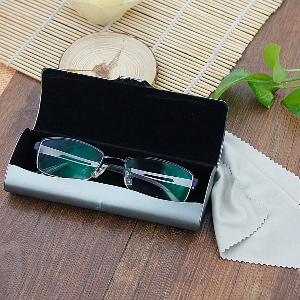 EZESO ESSENTIAL SKINCARE Hard Eyeglass Case for Men | Aluminum Alloy & Suede Lined, Gun Gray Large - view 2