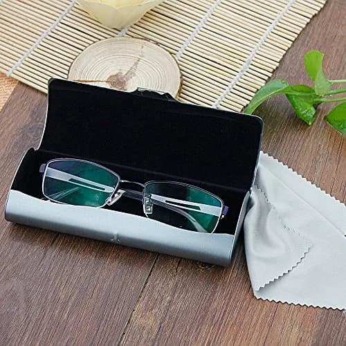 EZESO ESSENTIAL SKINCARE Hard Eyeglass Case for Men | Aluminum Alloy & Suede Lined, Gun Gray Large thumbnail 2