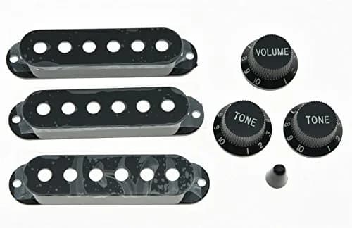 KAISH Black Strat Pickup Covers Knobs & 5-Way Switch Tip Cap | Aftermarket Guitar Parts thumbnail 2