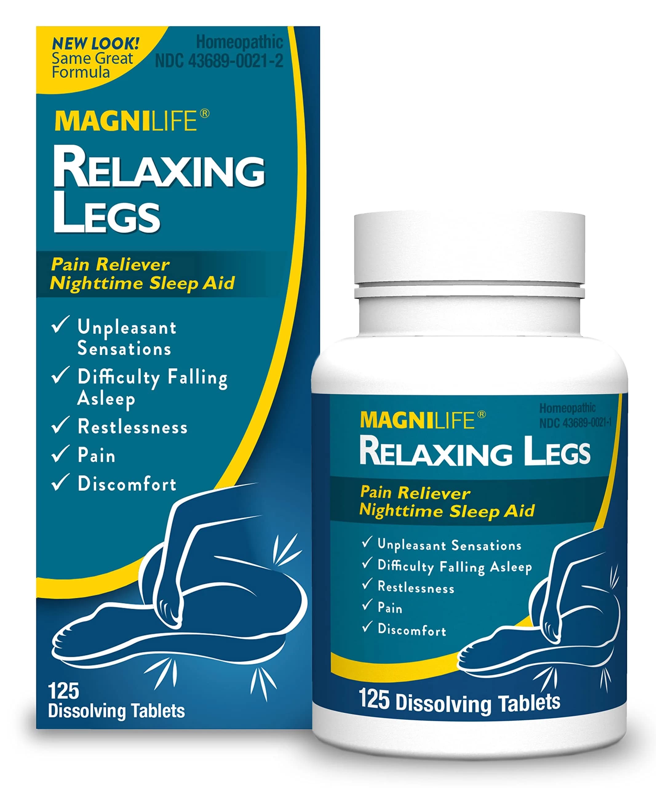 MagniLife Relaxing Legs Sublingual Tablets 125 Count | Nighttime Support for Restless Legs & Sleep