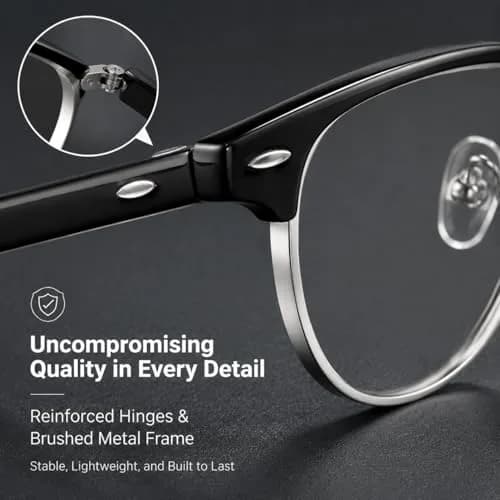 Cyxus Browline Blue Light Glasses for Men Women Reduce Eye Strain Black | Anti-Reflective & Durable thumbnail 5