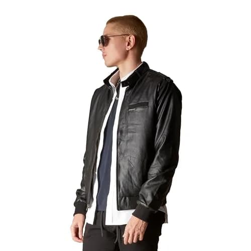 Members Only Faux Leather Iconic Racer Jacket (Black, Large) | Classic Slim Fit for Men thumbnail 4