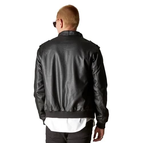 Members Only Faux Leather Iconic Racer Jacket (Black, Large) | Classic Slim Fit for Men thumbnail 5
