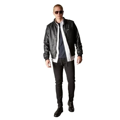 Members Only Faux Leather Iconic Racer Jacket (Black, Large) | Classic Slim Fit for Men thumbnail 6