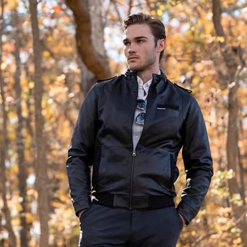 Members Only Faux Leather Iconic Racer Jacket (Black, Large) | Classic Slim Fit for Men thumbnail 2