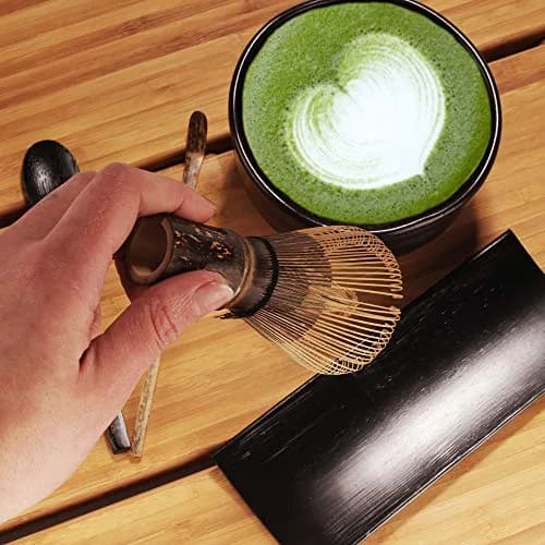 BambooMN Matcha Whisk Set - Black Chasen (Tea Whisk), Black Tray, Chashaku (Hooked Bamboo Scoop), Tea Spoon - 2 Sets | Traditional Japanese Tea Utensils thumbnail 5