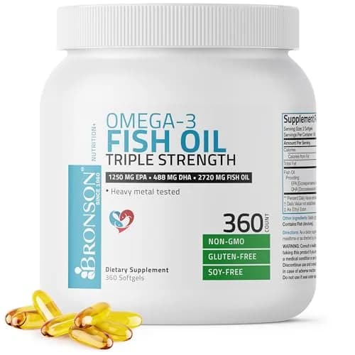 Bronson Omega-3 Fish Oil High EPA/DHA Triple Strength 2720 mg | Supports Heart, Brain & Vision thumbnail 1