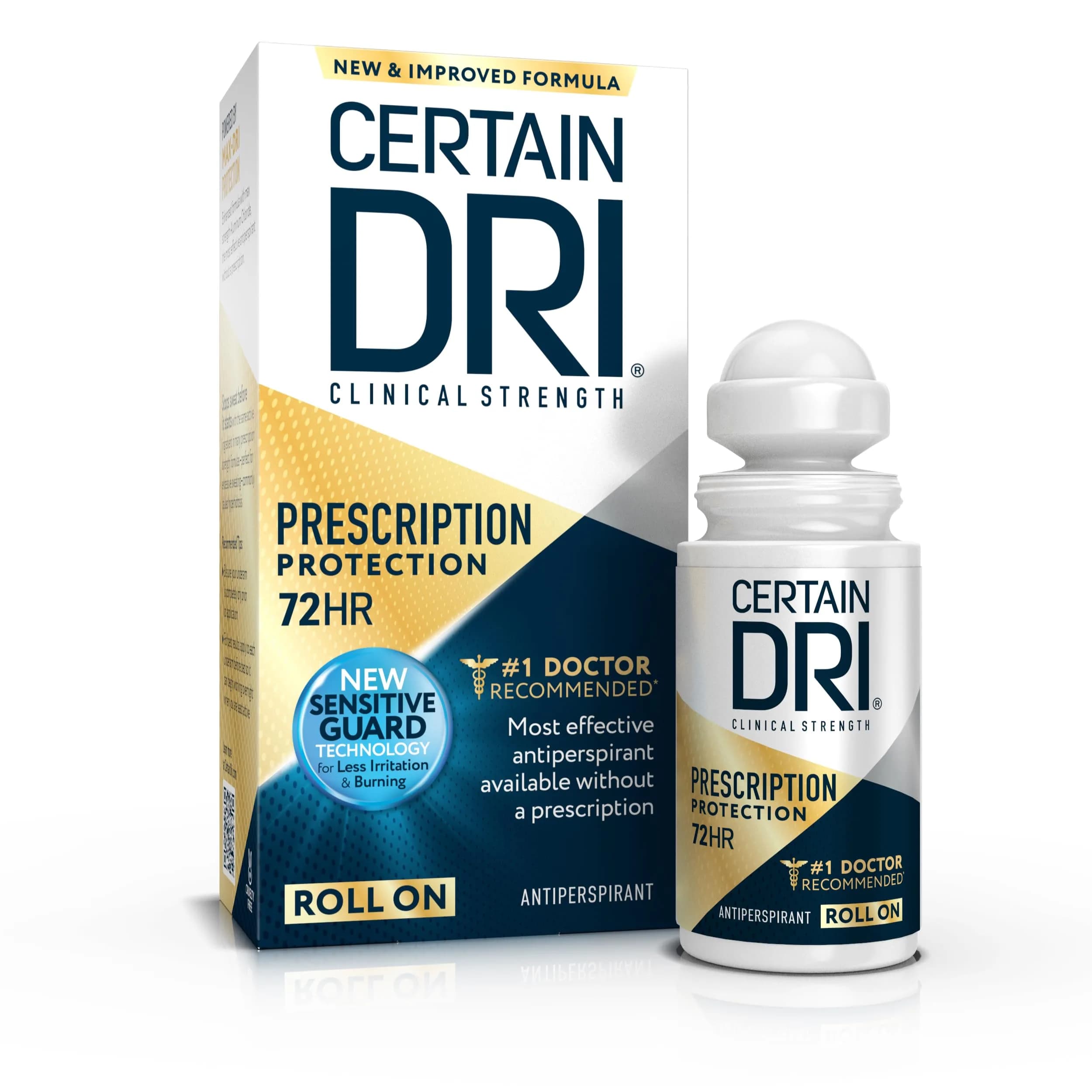 Certain Dri Prescription Strength Clinical Antiperspirant Roll-On 1.2 fl oz | 72-Hour Sweat & Odor Protection - main product image