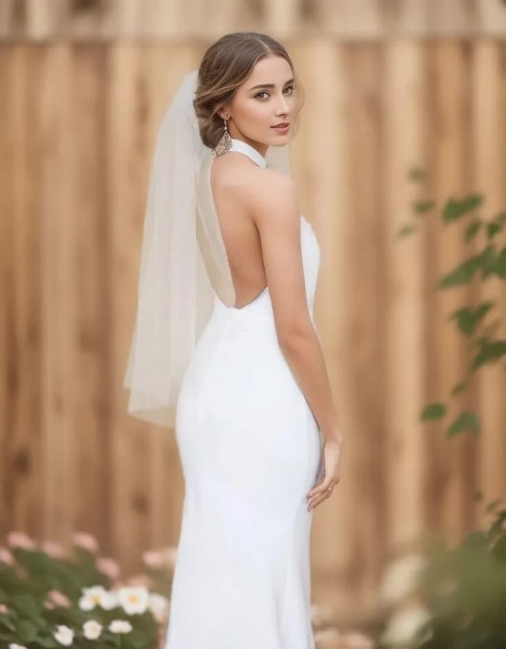 SAMKY Bridal Wedding Veil Light Ivory Fingertip Length 36" | Plain Cut Edge with Metal Comb thumbnail 2