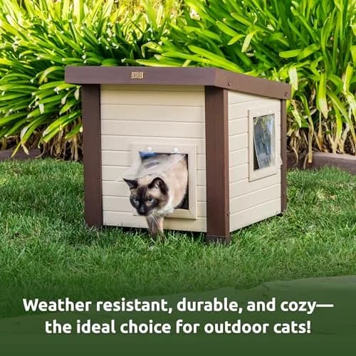 New Age Pet ECOFLEX Albany Outdoor Cat House, Maple/Brown | Weatherproof, Elevated & Easy to Clean thumbnail 9