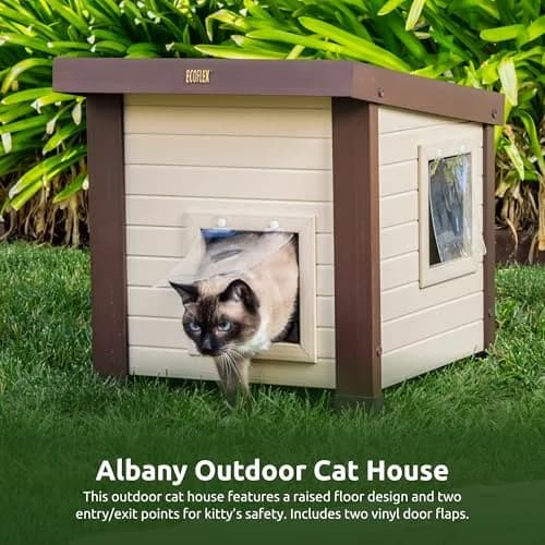 New Age Pet ECOFLEX Albany Outdoor Cat House, Maple/Brown | Weatherproof, Elevated & Easy to Clean thumbnail 3