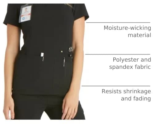 Cherokee Women's Medical Scrub Top V-Neck Knit Panel 4 Pockets S Black | Stretch, Comfort & Utility for Healthcare thumbnail 4