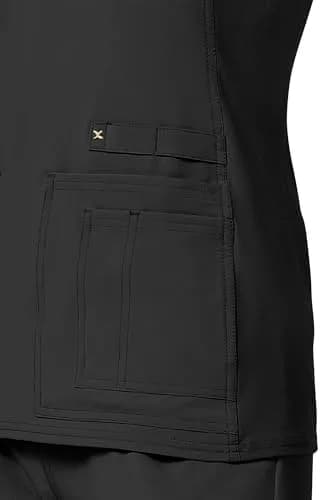 Cherokee Women's Medical Scrub Top V-Neck Knit Panel 4 Pockets S Black | Stretch, Comfort & Utility for Healthcare thumbnail 7