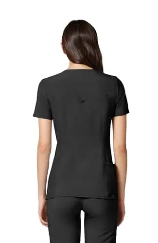 Cherokee Women's Medical Scrub Top V-Neck Knit Panel 4 Pockets S Black | Stretch, Comfort & Utility for Healthcare thumbnail 3