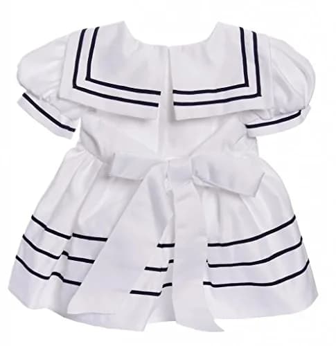 iGirlDress Baby Toddler Girls Nautical Sailor Dress with Hat 3T White | Navy & Gold Buttons, Zipper Closure thumbnail 3