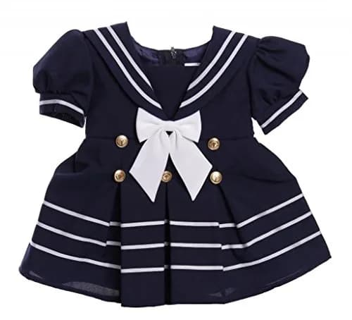 iGirlDress Baby Toddler Girls Nautical Sailor Dress with Hat 3T Navy | Zipper Back, Cotton, Summer thumbnail 2