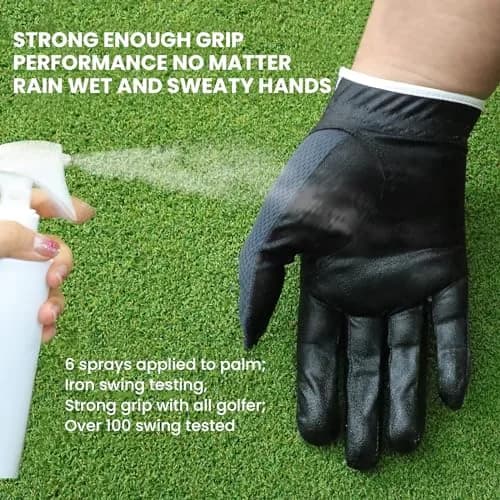 FINGER TEN Men's Golf Gloves Rain Grip 2 Pack (Gray, M/Large) | Wet Weather Performance & Breathable Mesh thumbnail 4