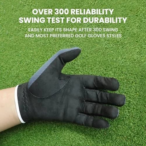FINGER TEN Men's Golf Gloves Rain Grip 2 Pack (Gray, M/Large) | Wet Weather Performance & Breathable Mesh thumbnail 7