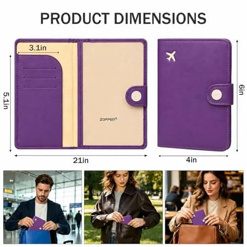ZOPPEN RFID Blocking Passport Holder for Travel | Compact Leather Wallet for Women & Men thumbnail 2