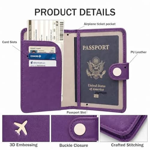 ZOPPEN RFID Blocking Passport Holder for Travel | Compact Leather Wallet for Women & Men thumbnail 3