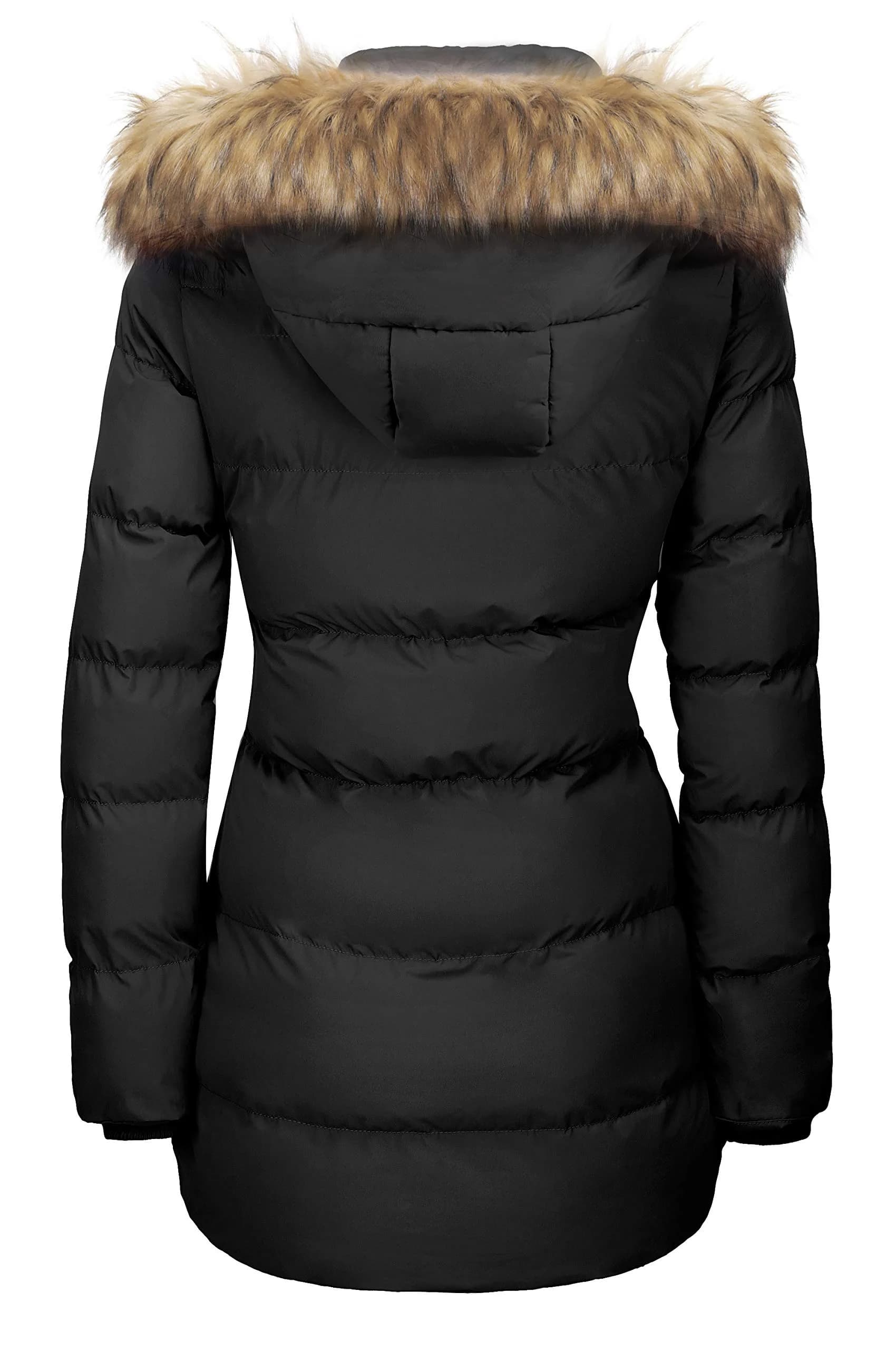 WenVen Women's Winter Thicken Warm Coat with Fur Removable Hood (Black, XL) thumbnail 3