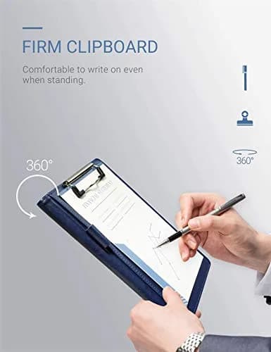 Mymazn Small A5 Padfolio with Clipboard & Elastic Closure, Blue Faux Leather | Fits 5x8 Inch Writing Pads thumbnail 7
