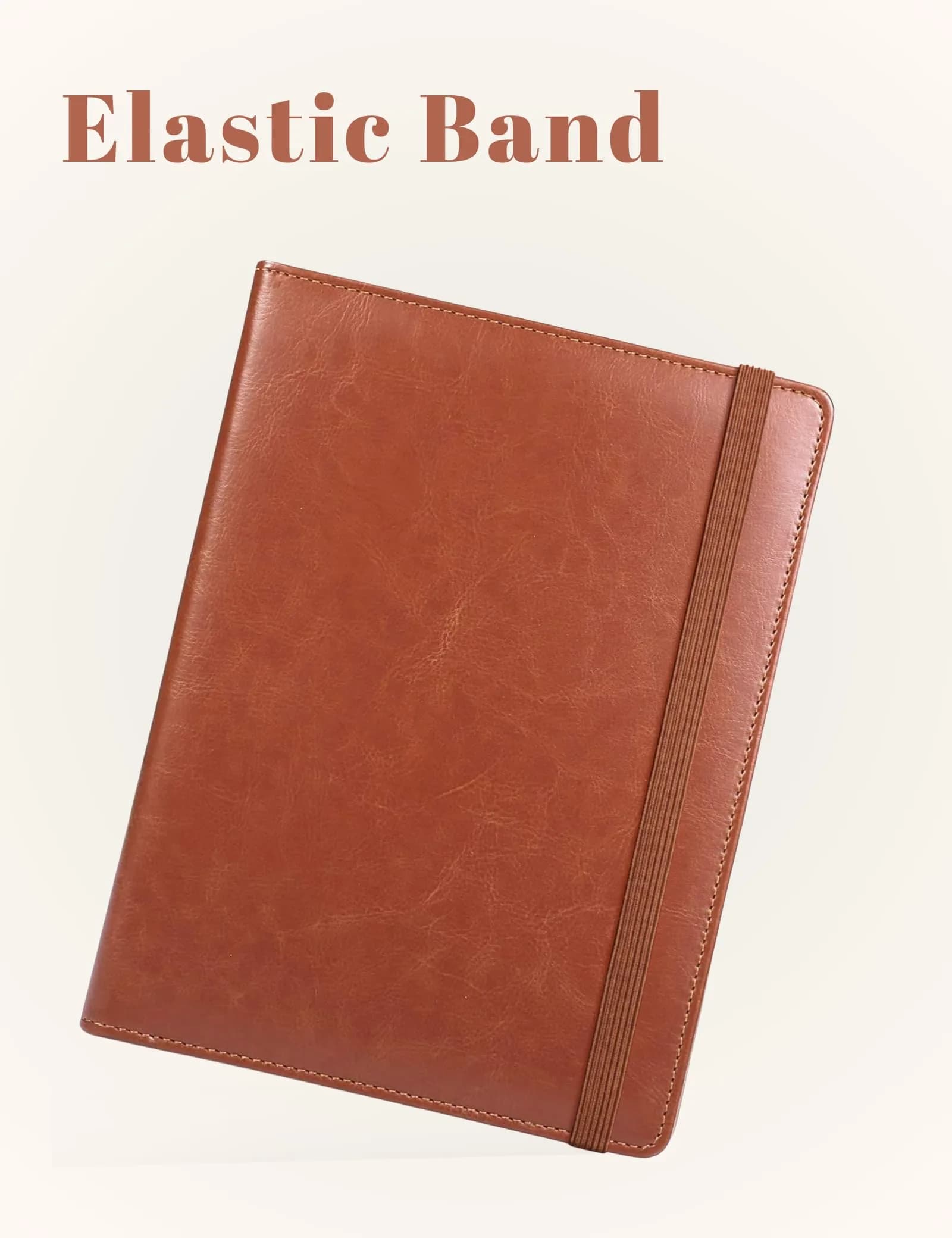 Mymazn Small Clipboard Padfolio for Women Fits 5x8 Inch Writing Pads | Brown Classic Faux Leather with Elastic Closure & Pockets - view 5