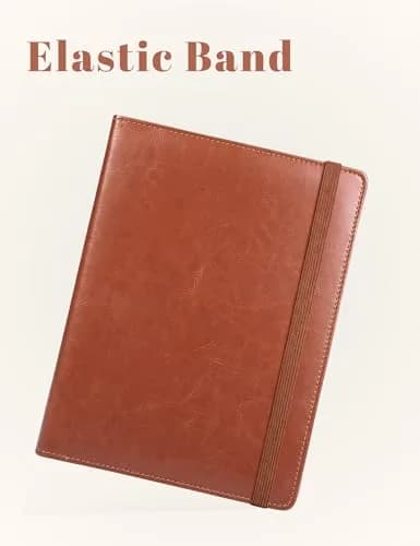 Mymazn Small Clipboard Padfolio for Women Fits 5x8 Inch Writing Pads | Brown Classic Faux Leather with Elastic Closure & Pockets thumbnail 5