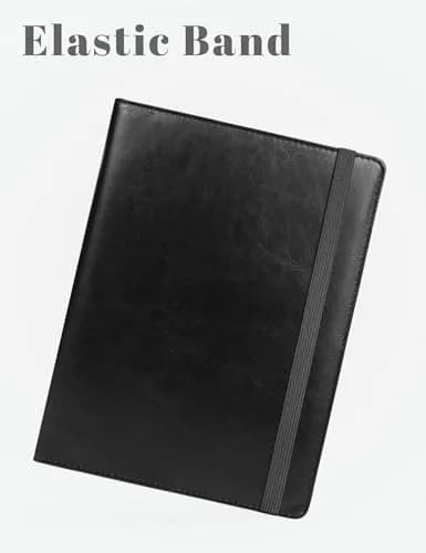 Mymazn Small Clipboard Padfolio for Women Fits 5x8 Inch Writing Pads | Black Faux Leather with Elastic Closure thumbnail 4