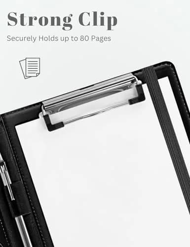 Mymazn Small Clipboard Padfolio for Women Fits 5x8 Inch Writing Pads | Black Faux Leather with Elastic Closure thumbnail 6