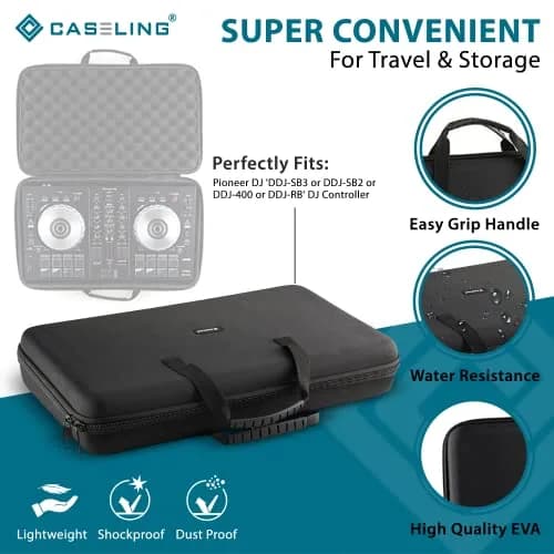 caseling Hard Case Fits Pioneer DJ DDJ-FLX4 2-Channel Controller | Rigid EVA Travel Organizer for DJ Gear thumbnail 2