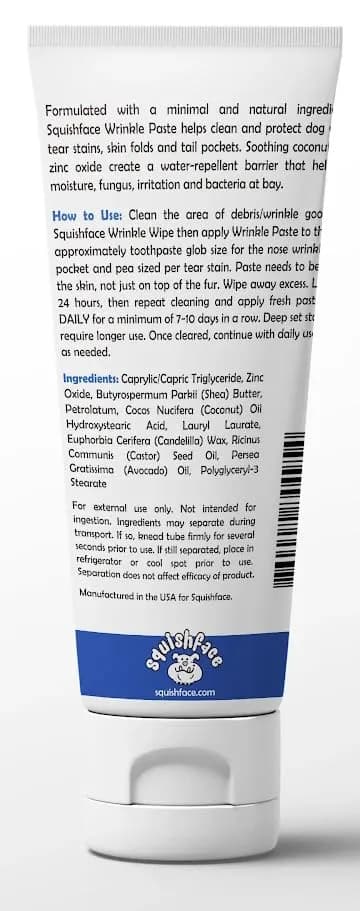 Squishface Wrinkle Paste for Bulldogs & Pugs 59ml (2oz) | Gentle Wrinkle Cleaner for Dogs thumbnail 2