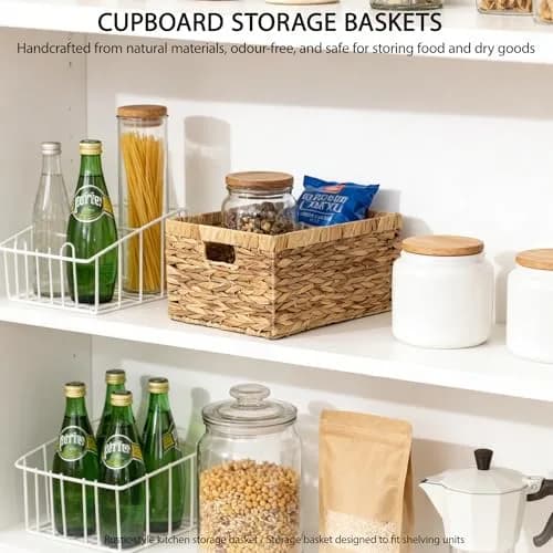 KINGWILLOW Woven Natural Water Hyacinth Organizer Basket Small | Rustic Storage Solution with Handles thumbnail 5