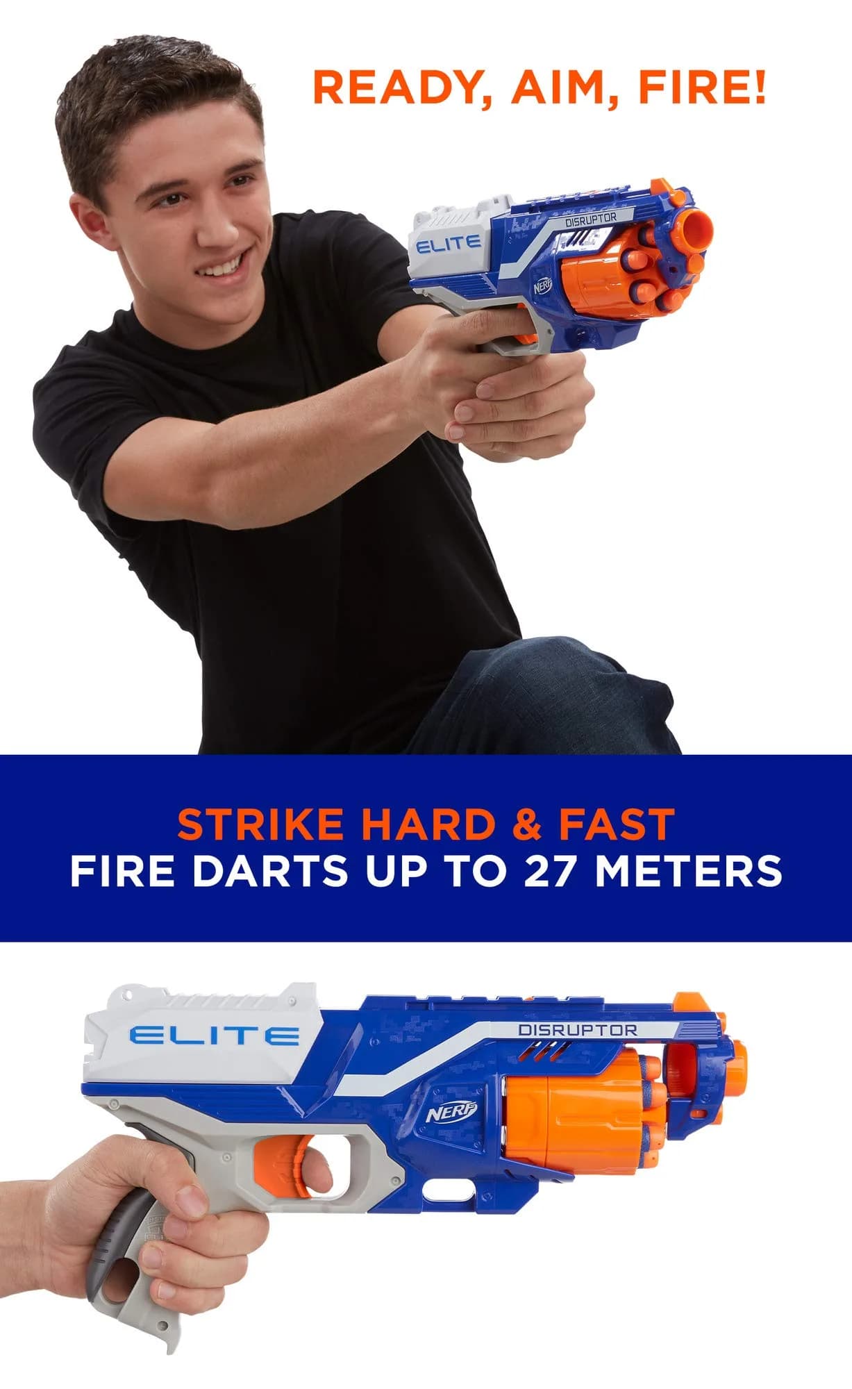 Nerf Disruptor Elite Blaster | 6-Dart Rotating Drum, Slam Fire, Fires Darts up to 27 meters - view 9