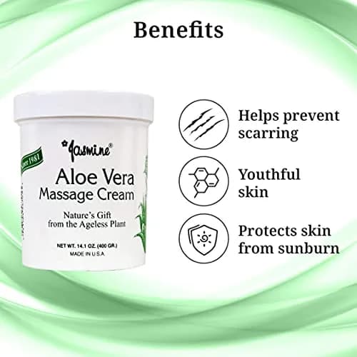 Jasmine Aloe Vera Massage Cream 400 g | Deep Moisturizer & Anti-Aging Therapy with Organic Aloe Vera thumbnail 7