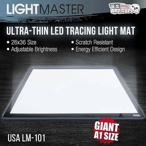 U.S. Art Supply LED Lightbox Board 45-1/4" Diagonal (A1) 26 3/4" x 36 3/4" | Spacious A1 Light Pad for Drawing & Diamond Art thumbnail 2