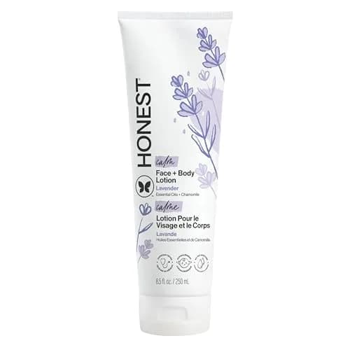The Honest Company Face and Body Lotion, Lavender Calm, 251ml (8.5 fl oz) | Hypoallergenic, Dermatologist-Tested — Lavender