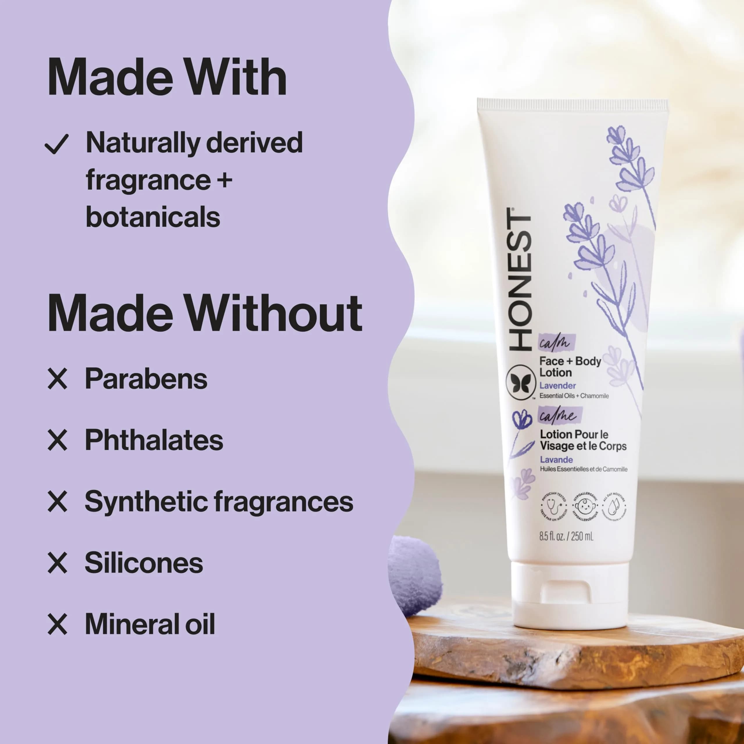 The Honest Company Face and Body Lotion, Lavender Calm, 251ml (8.5 fl oz) | Hypoallergenic, Dermatologist-Tested - view 4