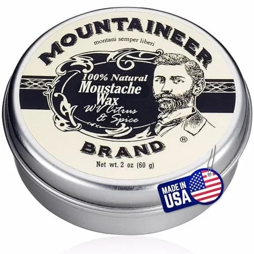 Mountaineer Brand Natural Mustache Wax Citrus & Spice 60ml (2oz) | Long-Lasting Hold for Styling — Citrus & Spice