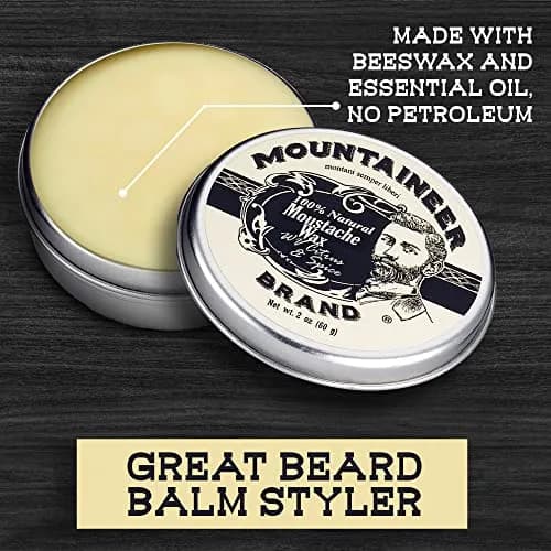 Mountaineer Brand Natural Mustache Wax Citrus & Spice 60ml (2oz) | Long-Lasting Hold for Styling thumbnail 2
