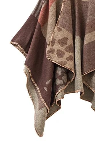 Urban CoCo Women's Color Block Open Front Poncho Shawl Wrap Cape Ruana | Reversible, One Size, Polyester, Gift-Ready thumbnail 8