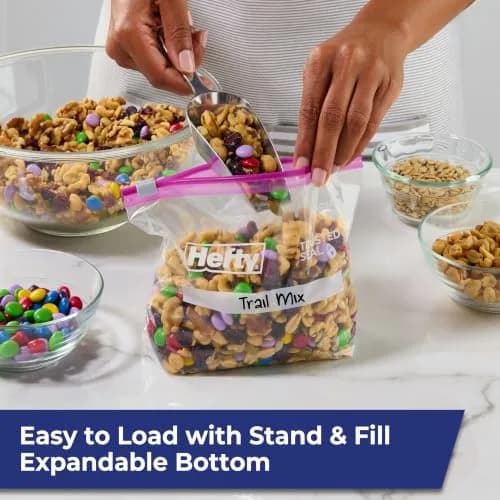 Hefty Slider Storage Bags Quart Size 78 Count | MaxLock Seal & Click Closure thumbnail 2