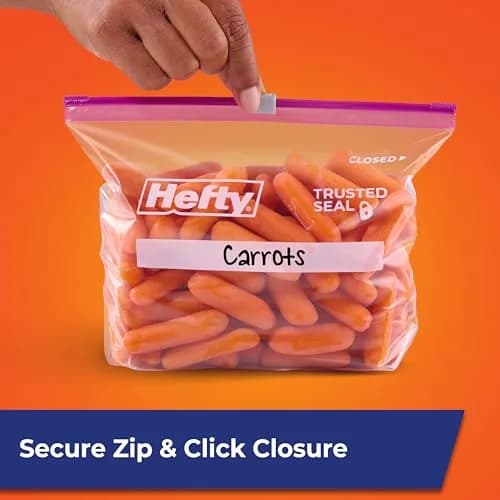 Hefty Slider Storage Bags Quart Size 78 Count | MaxLock Seal & Click Closure thumbnail 3