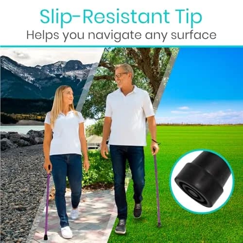Vive Folding Cane - Adjustable Walking Cane for Men & Women, 33"-37", Purple | Lightweight Aluminum Mobility Aid with Ergonomic Grip & Non-Slip Tip thumbnail 6
