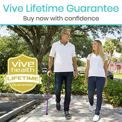 Vive Folding Cane - Adjustable Walking Cane for Men & Women, 33"-37", Purple | Lightweight Aluminum Mobility Aid with Ergonomic Grip & Non-Slip Tip thumbnail 9